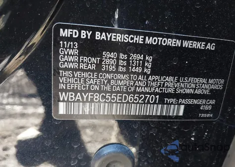 2014 BMW Alpina B7 xDrive from USA, damaged, VIN WBAYF8C55ED652701